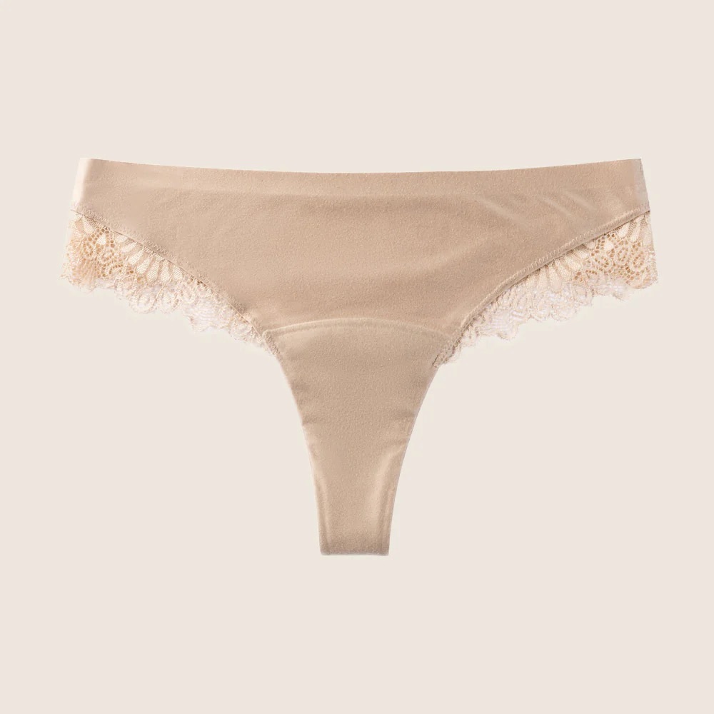 LILOVA 5 Beige Cloud Thong Panties - Period Underwear - Sz XS